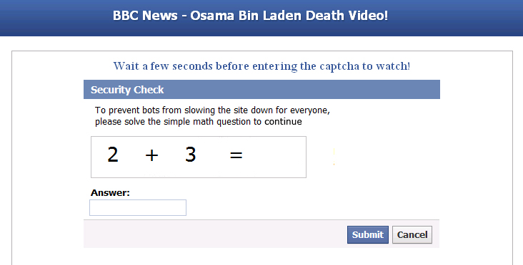Facebook WARNING: Avoid the "BBC News - Osama Bin Laden Death Video!" SCAM