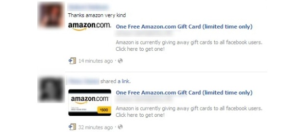 Facebook WARNING: Avoid the “One Free Amazon.com Gift Card (limited time only)” SCAM
