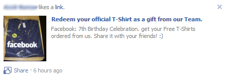 Facebook WARNING: Avoid the “Facebook 7th Birthday Free Sexy T-Shirt” SCAM