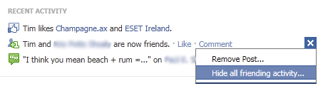 Hide All Your Facebook RECENT ACTIVITY