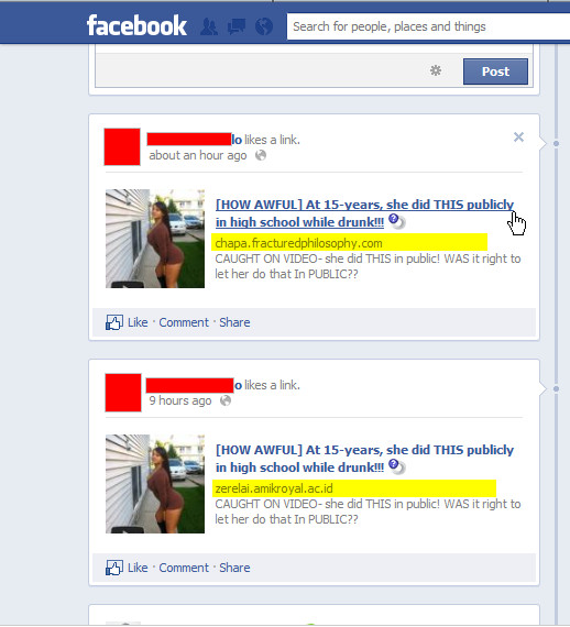 Facebook WARNING: Avoid the “[HOW AWFUL] At 15-years, she did THIS publicly in high school while drunk!!!” SCAM